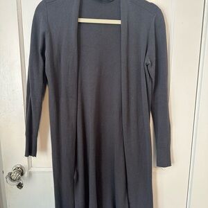 Long Gray Open Front Cardigan